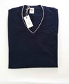 $545 ELEVENTY - Navy / Gray Tipped Silk/Wool V-Neck Sweater - S