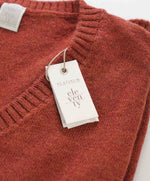 $545 ELEVENTY - Rust Orange Pure Wool V-Neck Sweater - XL