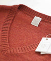 $545 ELEVENTY - Rust Orange Pure Wool V-Neck Sweater - XL