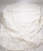 $395 ELEVENTY - PURE LINEN Ivory/Blue Collarless Button Dress Shirt - XL (42)