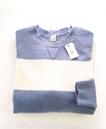 $1,095 ELEVENTY - 100% PURE CASHMERE Blue/White Crewneck Sweater - M