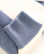 $1,095 ELEVENTY - 100% PURE CASHMERE Blue/White Crewneck Sweater - M