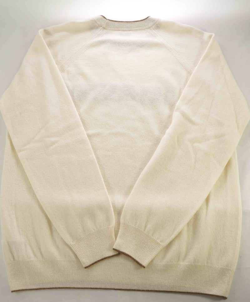 $695 ELEVENTY - Neutral / Ivory Crewneck Premium Pure Wool Sweater - M
