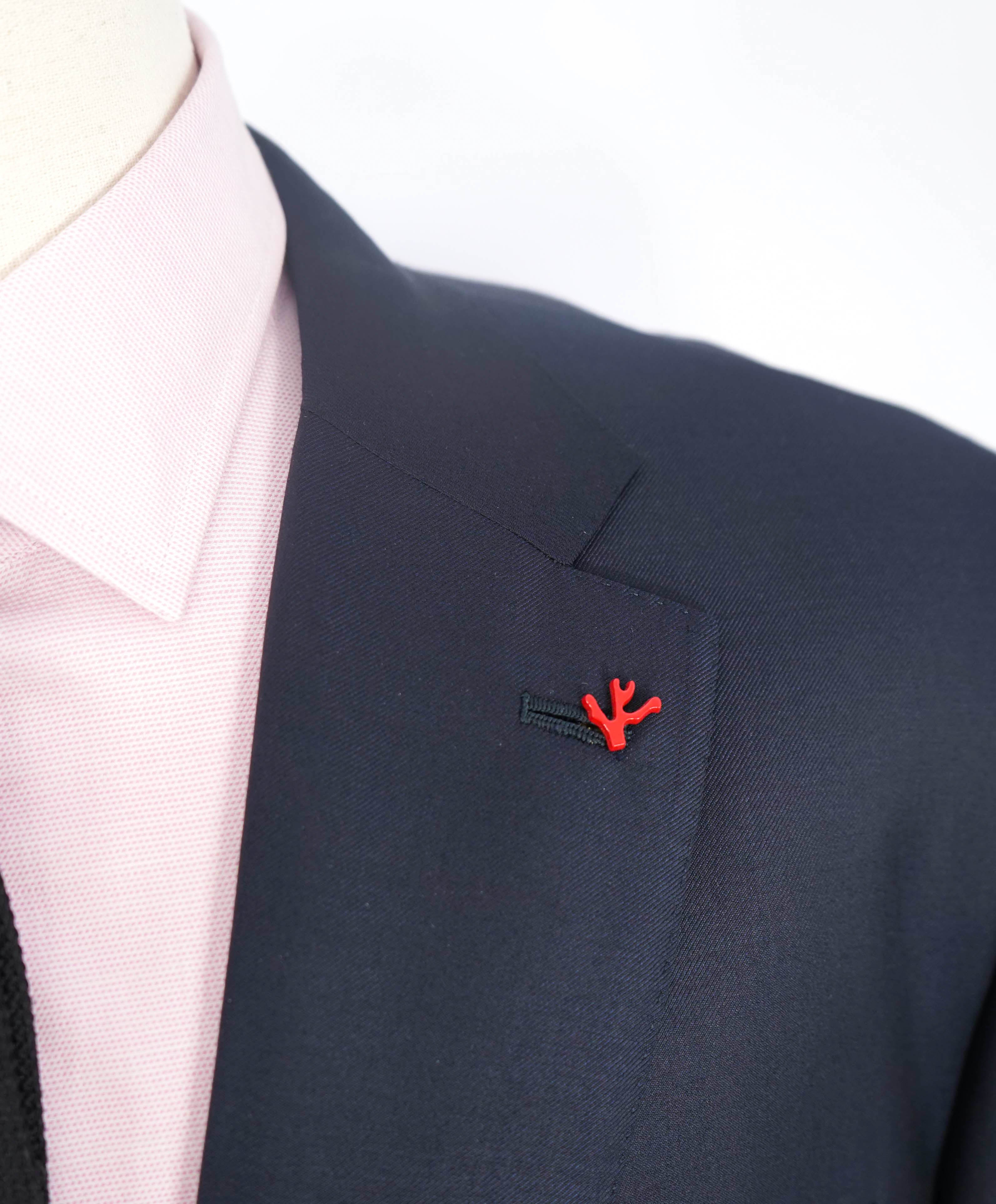 $3,750 ISAIA - Navy Blue "SANITA" *CLOSET STAPLE* Coral Pin Suit - 50R