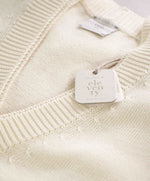 $675 ELEVENTY - Ivory Cotton MOP Button Waistcoat Sweater Vest - Medium