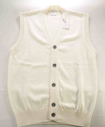 $675 ELEVENTY - Ivory Cotton MOP Button Waistcoat Sweater Vest - Medium