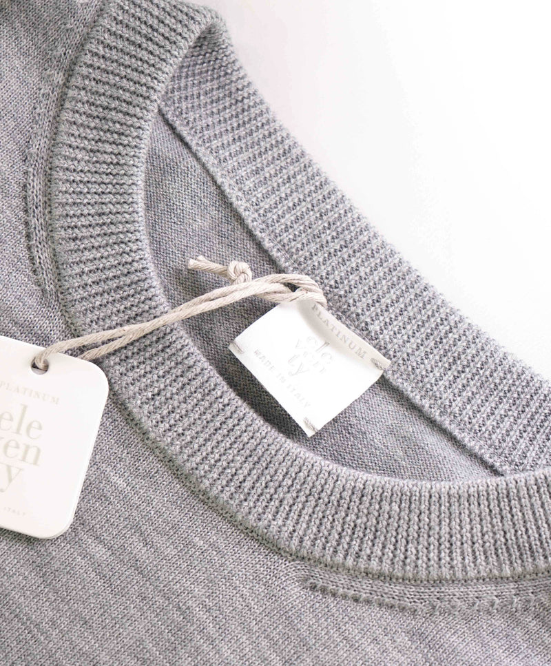 $995 ELEVENTY - Pure Wool DREAM BIG Gray Ribbed Sweater - M