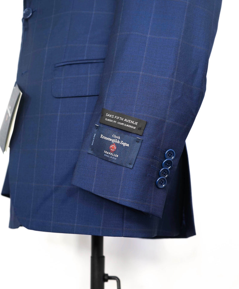 ERMENEGILDO ZEGNA - By SAKS FIFTH AVENUE "Classic" Blue Check Suit - 38S