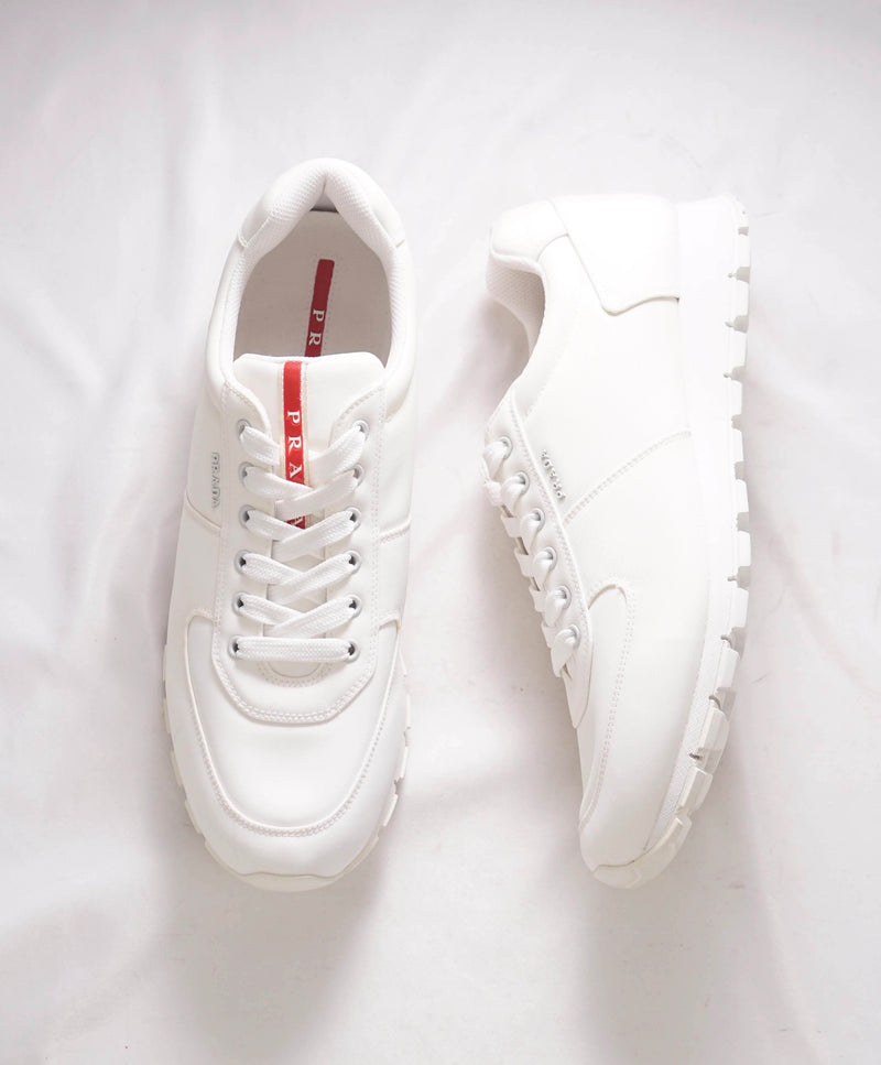 950 PRADA Line Rossa White Sneakers With Logo Detail 12.5 US 1 Luxe Hanger