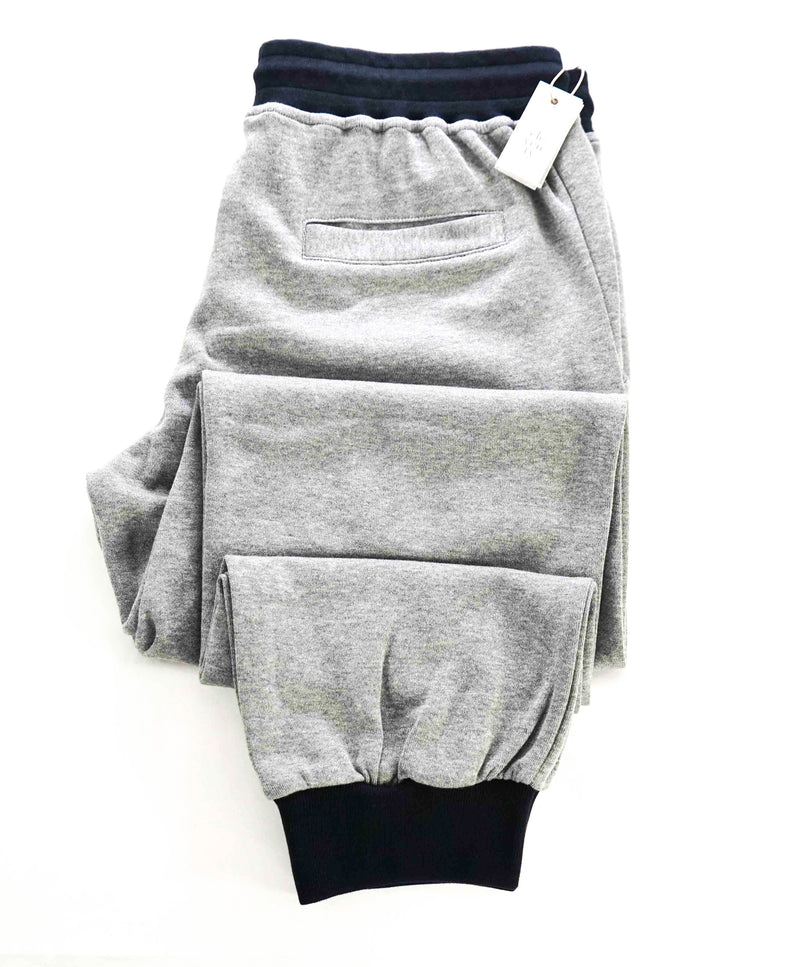$595 ELEVENTY - Athleisure Cotton Navy/Gray Sweatpants With Suede Tabs - XL