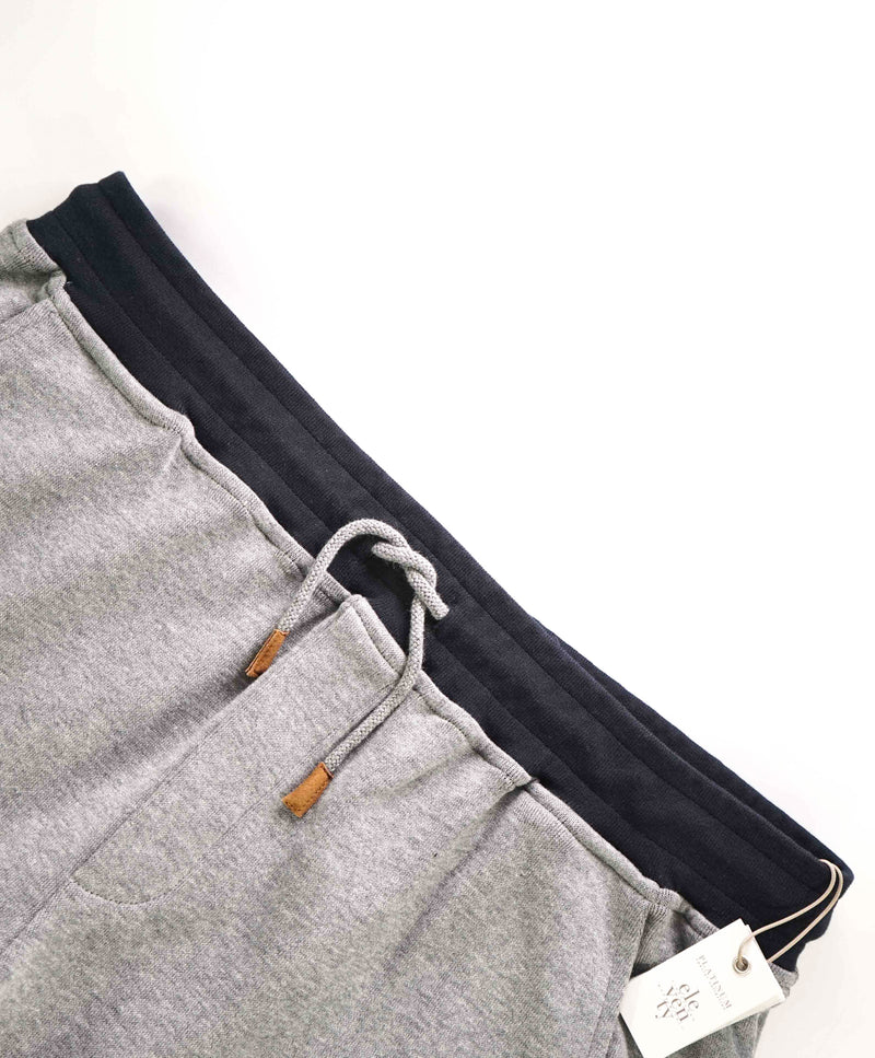 $595 ELEVENTY - Athleisure Cotton Navy/Gray Sweatpants With Suede Tabs - XL