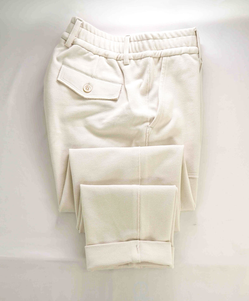 $995 ELEVENTY - JOGGER *PIQUE* Ivory Cotton Dress Pants- 32W