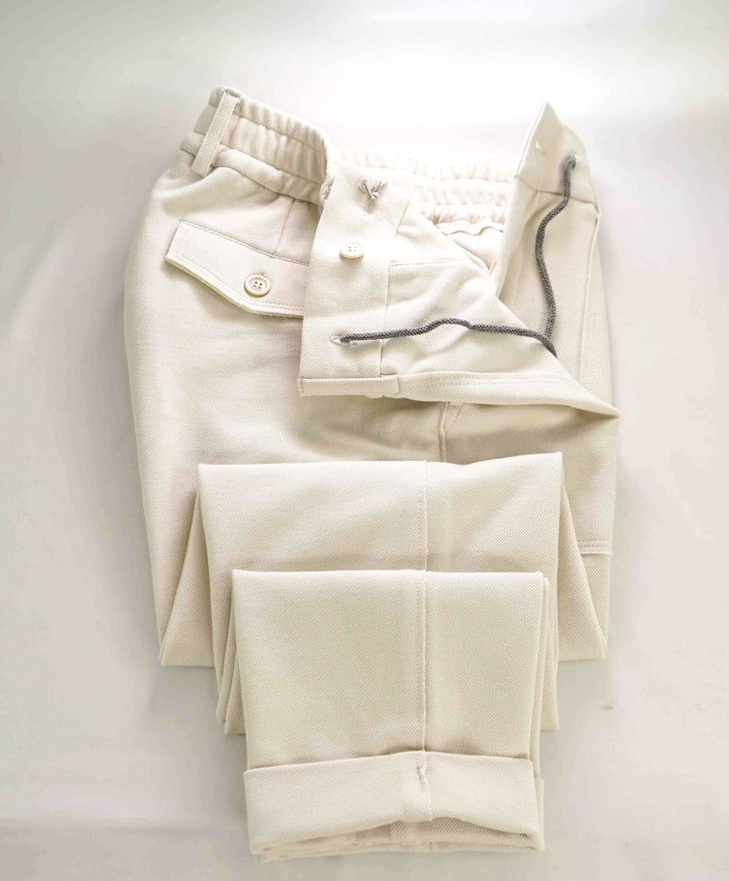 $995 ELEVENTY - JOGGER *PIQUE* Ivory Cotton Dress Pants- 32W