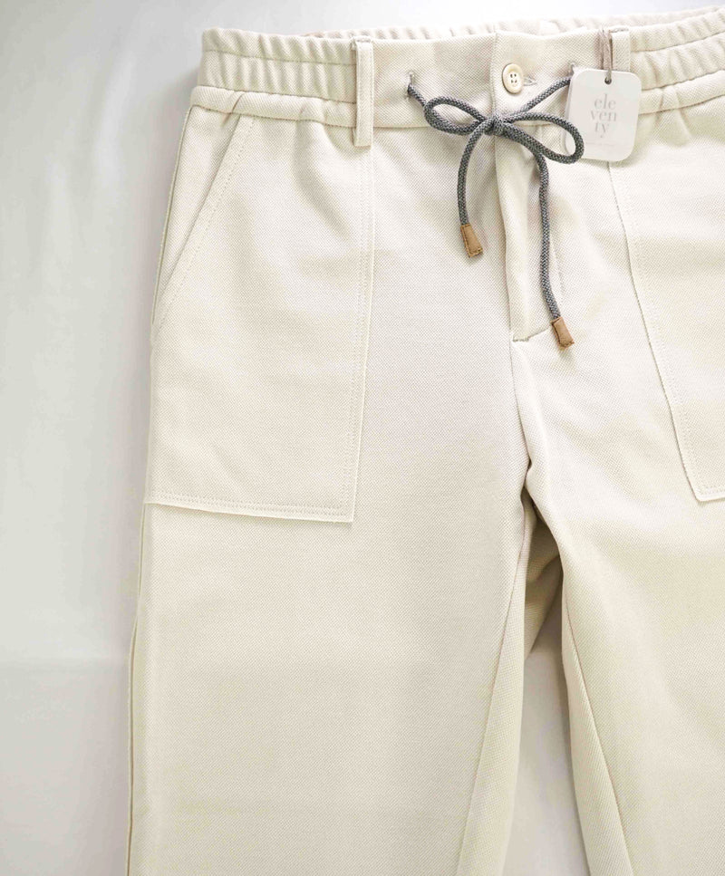 $995 ELEVENTY - JOGGER *PIQUE* Ivory Cotton Dress Pants- 32W