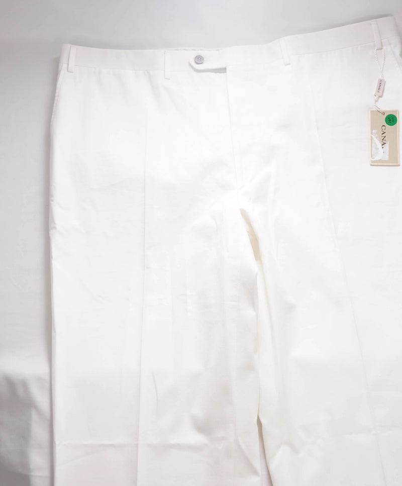CANALI - *CLOSET STAPLE* Solid White Cotton Chino Pants - 44W