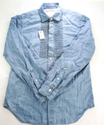 $445 ELEVENTY - Cotton *PLEATED* Blue Chambray Denim Button Down Shirt - M