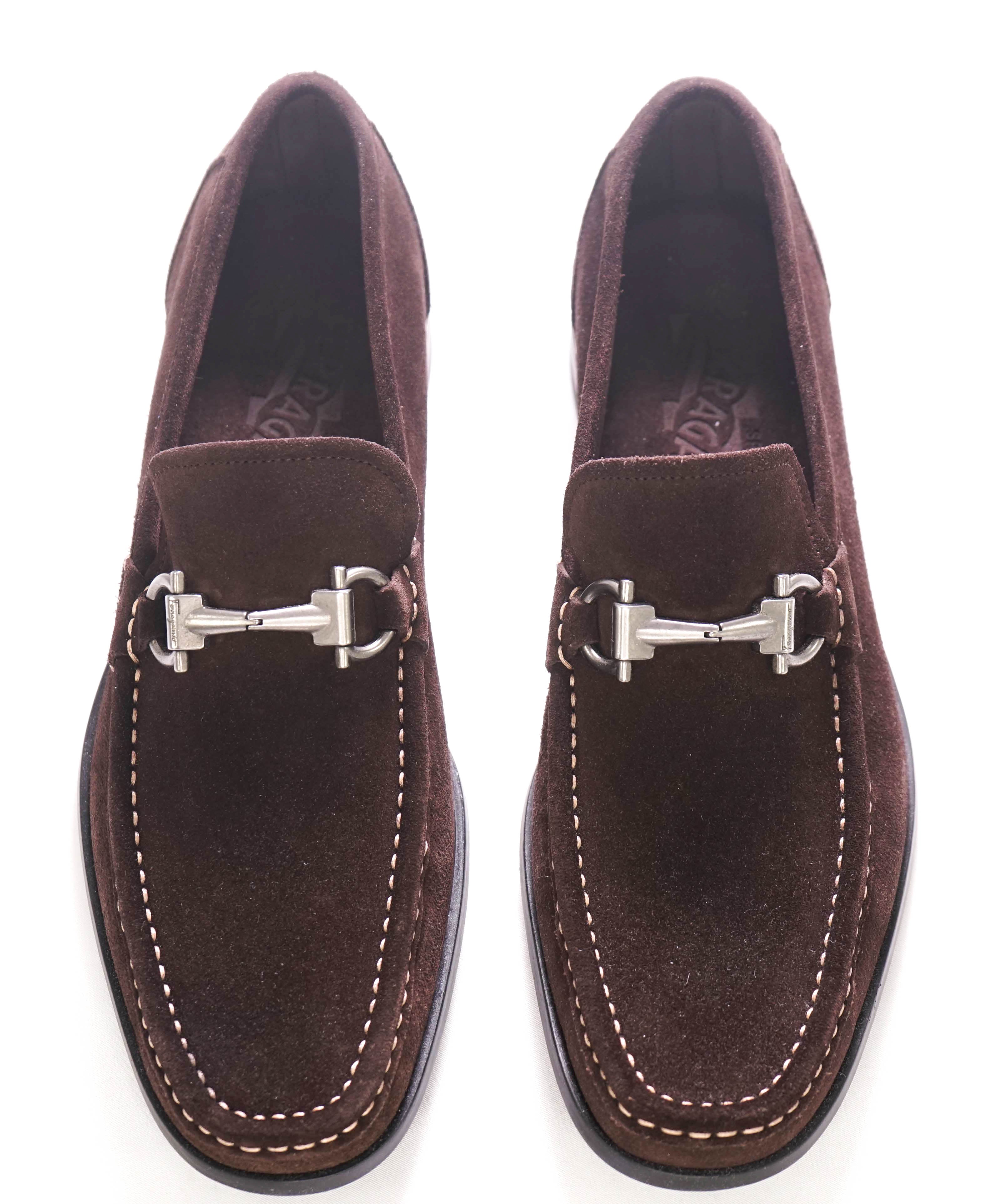 $850 SALVATORE FERRAGAMO - “Magnifico” Brown Suede Slip-On Loafer - 7 D