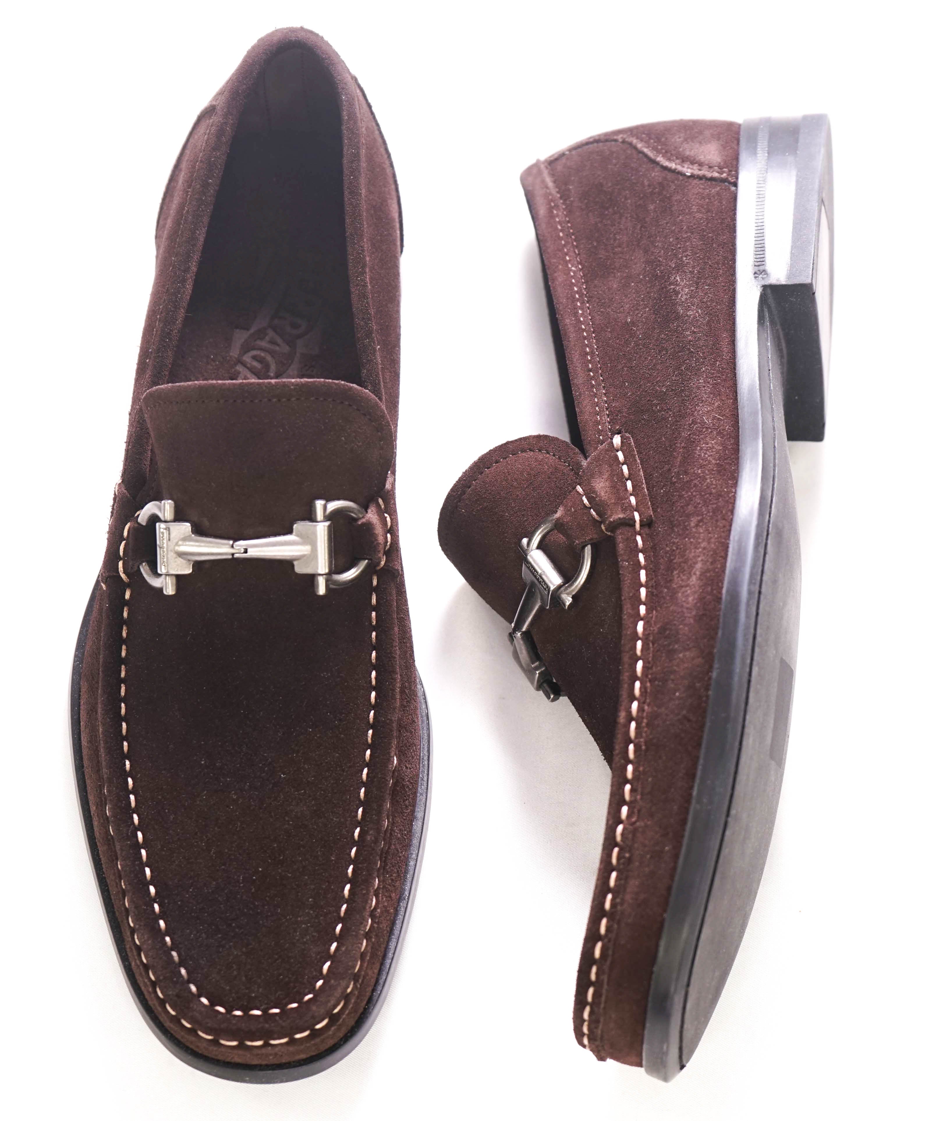 $850 SALVATORE FERRAGAMO - “Magnifico” Brown Suede Slip-On Loafer - 7 D