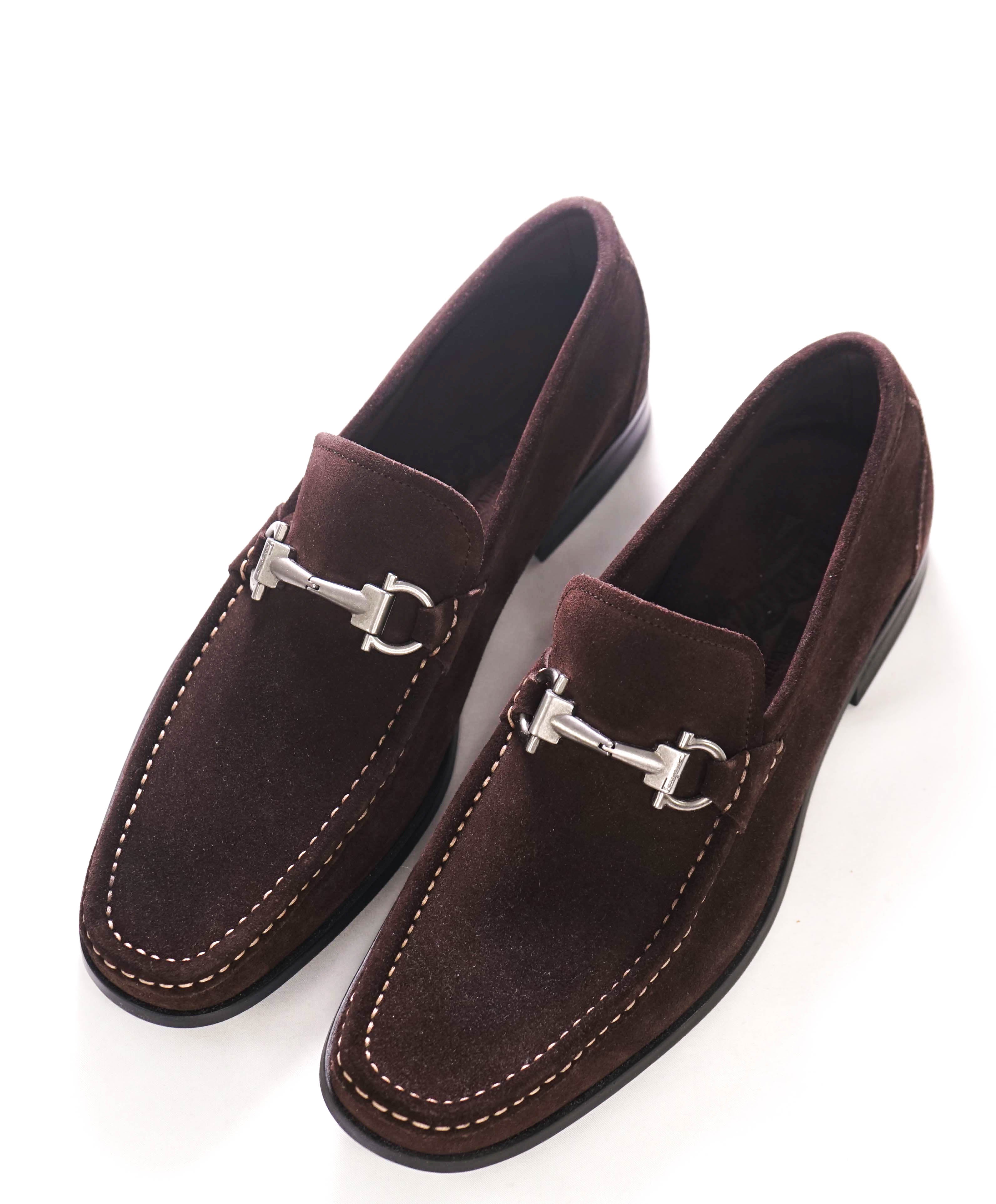 $850 SALVATORE FERRAGAMO - “Magnifico” Brown Suede Slip-On Loafer - 7 D