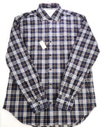 $395 ELEVENTY - Blue & White *FLANNEL* Cotton Button Down Shirt - XL