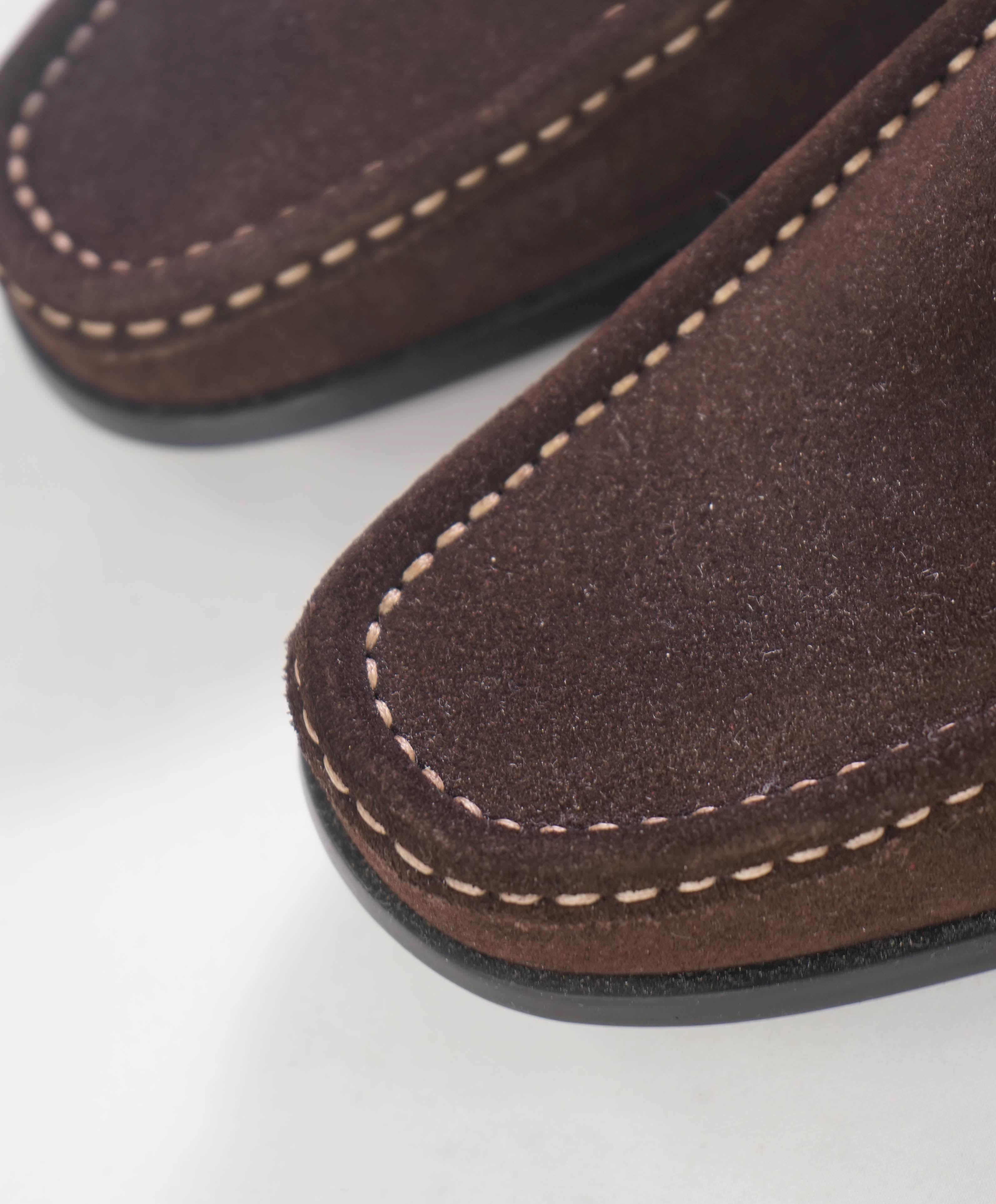 $850 SALVATORE FERRAGAMO - “Magnifico” Brown Suede Slip-On Loafer - 7 D