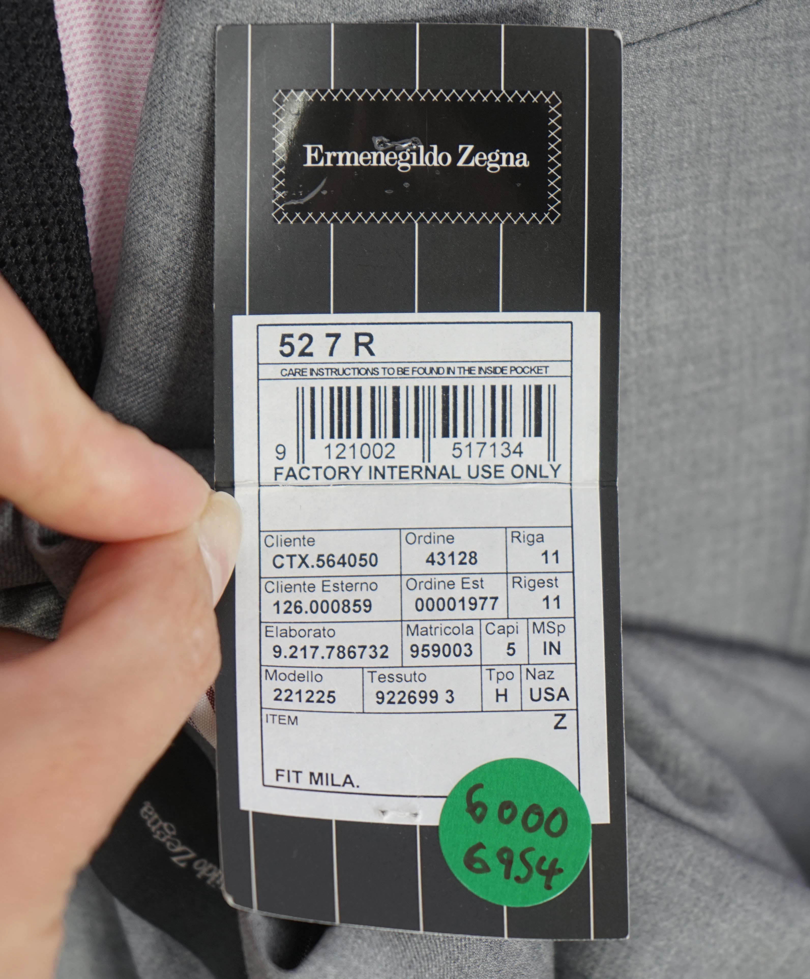 $3,495 ERMENEGILDO ZEGNA -"TROFEO" Light Gray Solid Blazer - 42R