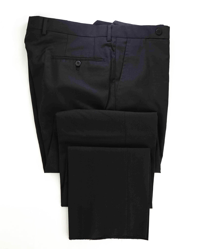EIDOS - "ELONGATED WAIST TAB" Black Pure Wool Dress Pants - 35W