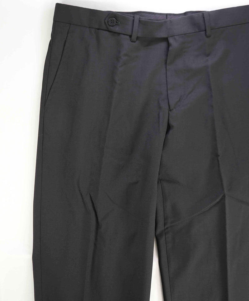EIDOS - "ELONGATED WAIST TAB" Black Pure Wool Dress Pants - 35W