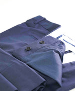 $398 SAKS FIFTH AVE -Medium Blue Micro Herringbone Flat Front Dress Pants - 38W