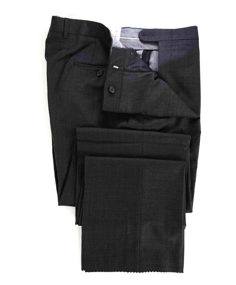 $295 HICKEY FREEMAN - Gray Micro Check Wool Flat Front Dress Pants - 36W