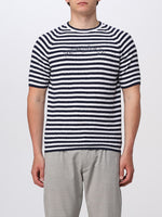 $645 ELEVENTY - Navy/Ivory Polo T-Shirt Nautical Stripe - M