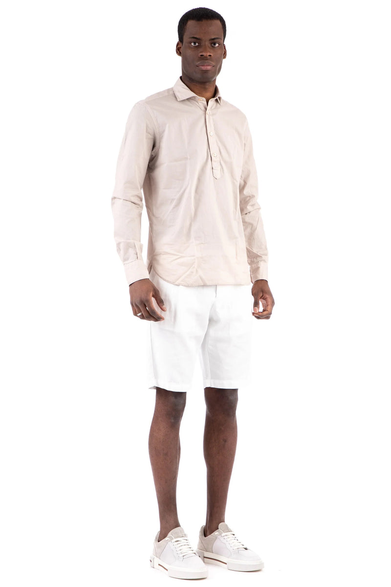 $395 ELEVENTY -Neutral *POPOVER* Wide Spread Button Dress Shirt - M (40)