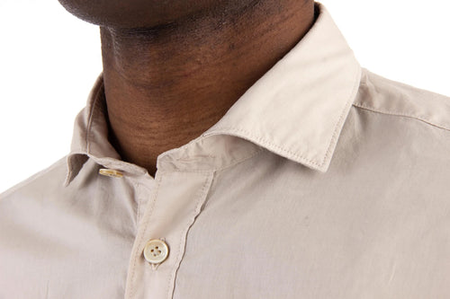 $395 ELEVENTY -Neutral *POPOVER* Wide Spread Button Dress Shirt - L (41)