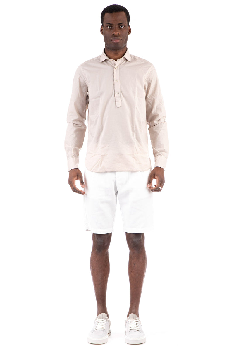 $395 ELEVENTY -Neutral *POPOVER* Wide Spread Button Dress Shirt - L (41)