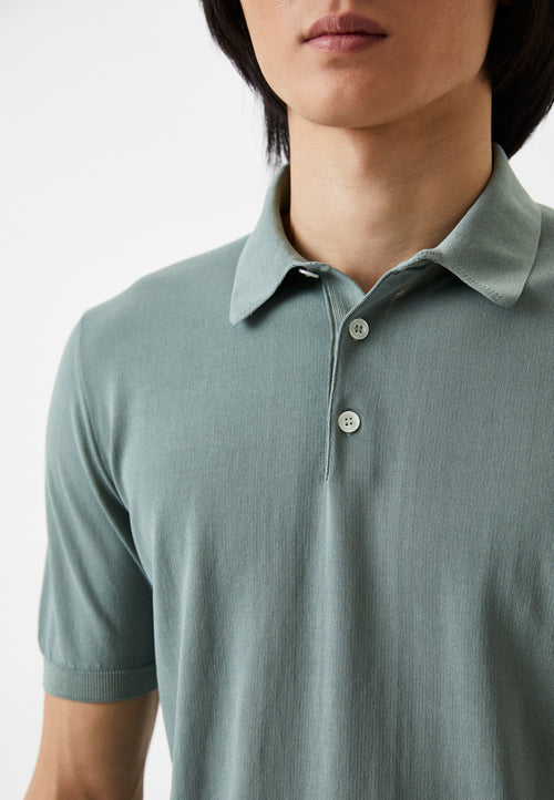 $575 ELEVENTY - Sage Green / Blue Polo Shirt Cotton - M