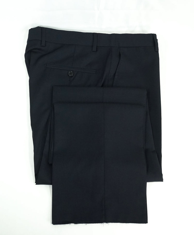 $425 SAKS FIFTH AVE -  Navy Wool/Silk MADE IN ITALY Flat Front Dress Pants -  36W
