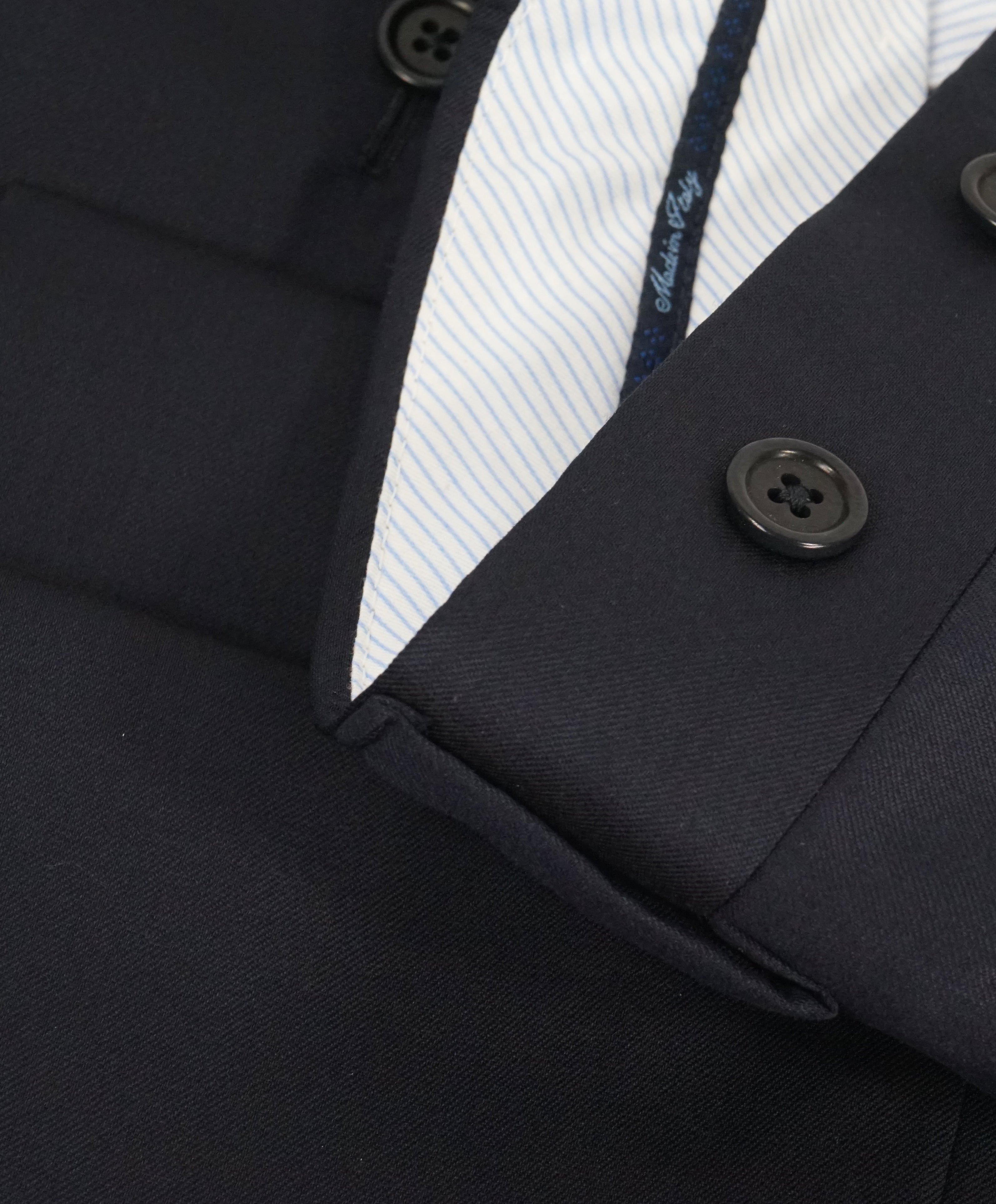 $425 SAKS FIFTH AVE -  Navy Wool/Silk MADE IN ITALY Flat Front Dress Pants -  36W