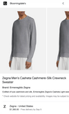 $1,495 ERMENEGILDO ZEGNA -*CASHESETA LIGHT* CASHMERE/Silk Sweater- XXL 46