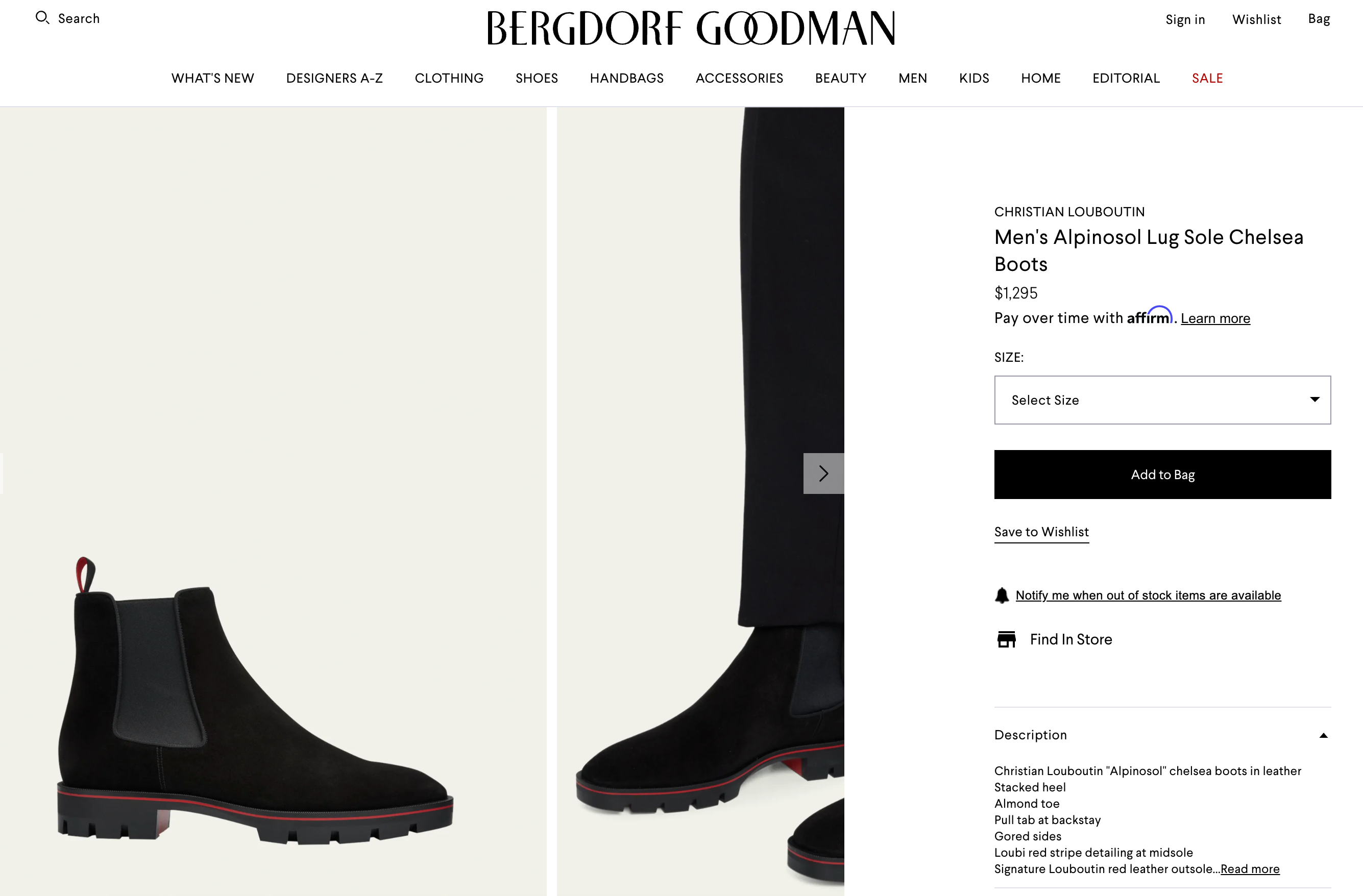 $1,300 CHRISTIAN LOUBOUTIN - *ALPINOSOL* Suede Lug Sole Boots - 8 US (41 EU)