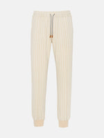 $1,495 ELEVENTY - Ivory & Camel Stripe CASHMERE Blend Jogger Sweat Pants - XL