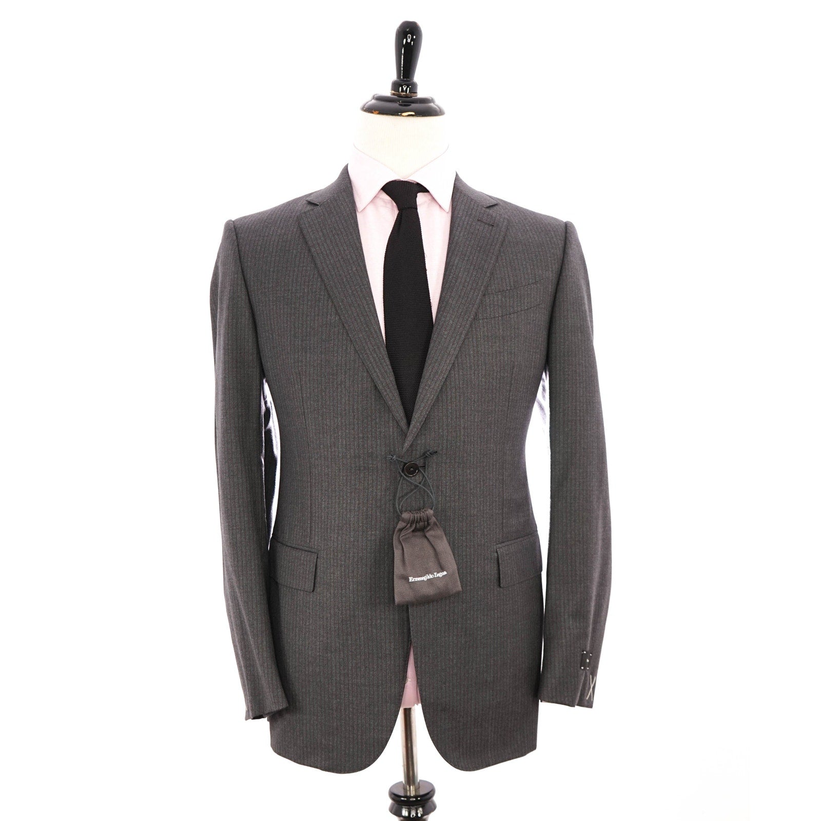 $2,695 ERMENEGILDO ZEGNA - Gray/Brown Textured Flannel Blazer - 42R