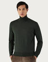 $480 CANALI - Merino Wool *Mock Turtleneck* Green Sweater - S (38US 48EU)