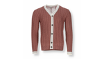 $795 ELEVENTY - Pastel Pink Cotton Cable Knit Tipped Cardigan Sweater- XXL