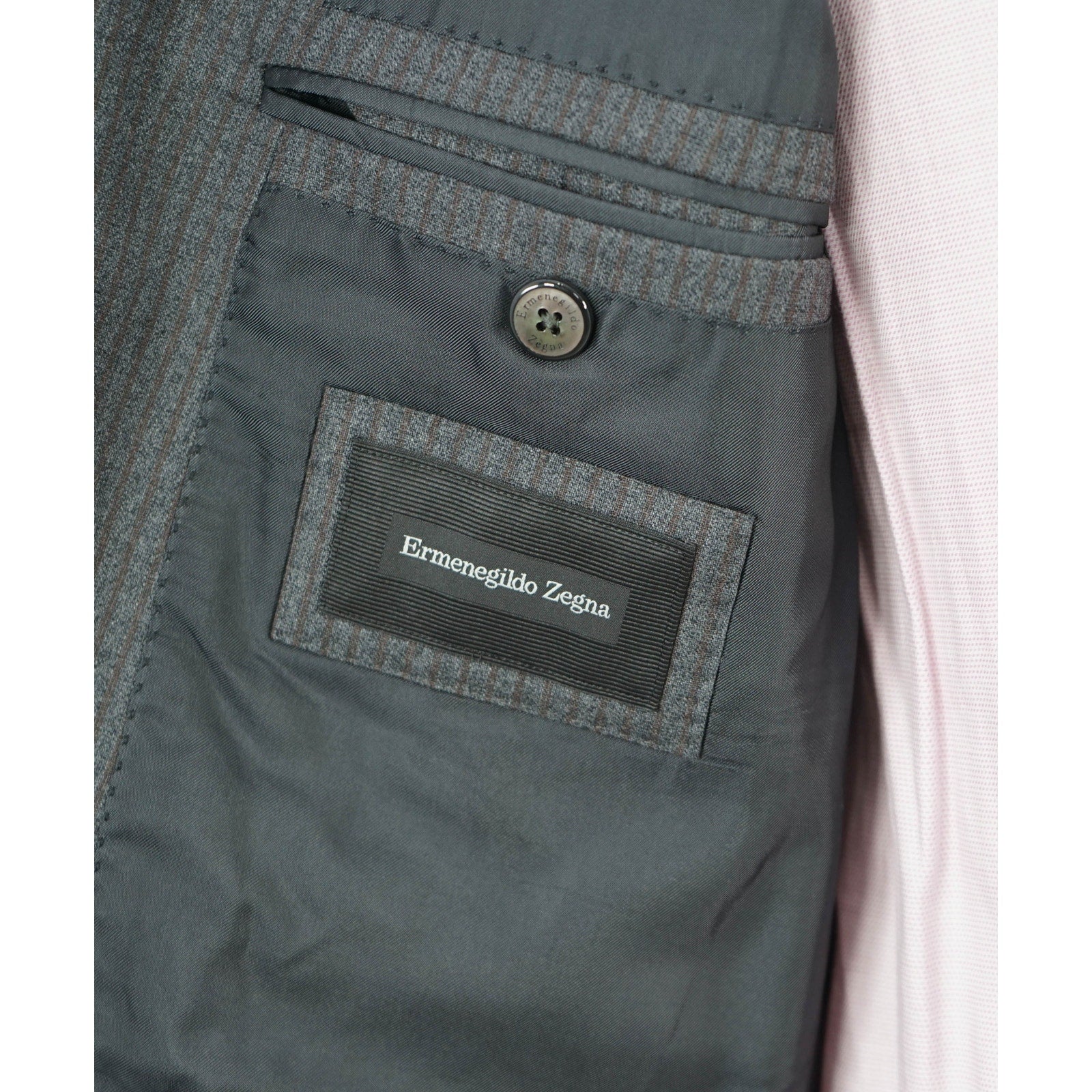 $2,695 ERMENEGILDO ZEGNA - Gray/Brown Textured Flannel Blazer - 42R
