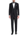 $4,595 ISAIA - "AQUASPIDER" Satin PEAK LAPEL Black Wool Tuxedo - 44R