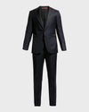 $4,595 ISAIA - "AQUASPIDER" Satin PEAK LAPEL Navy Blue Wool Tuxedo - 48R