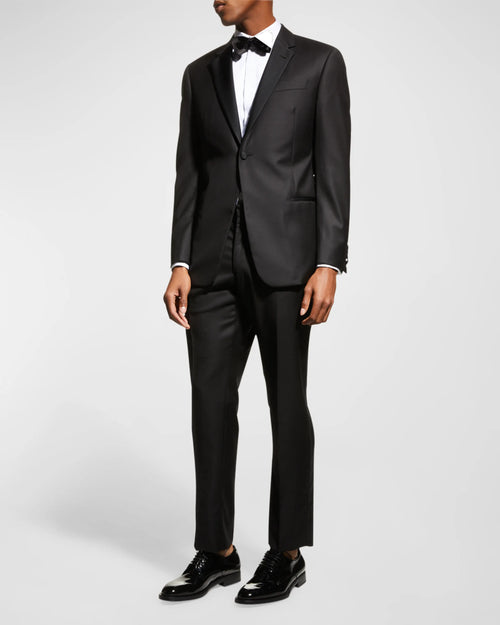 $1,995 EMPORIO ARMANI - “G LINE” 1-Btn Notch Lapel 130's Tuxedo Suit - 42L