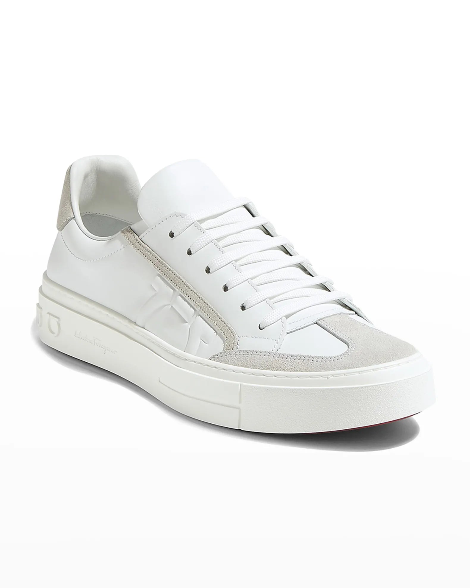 $795 SALVATORE FERRAGAMO - *BORG 5* White Gancini Sneaker - 12 M US
