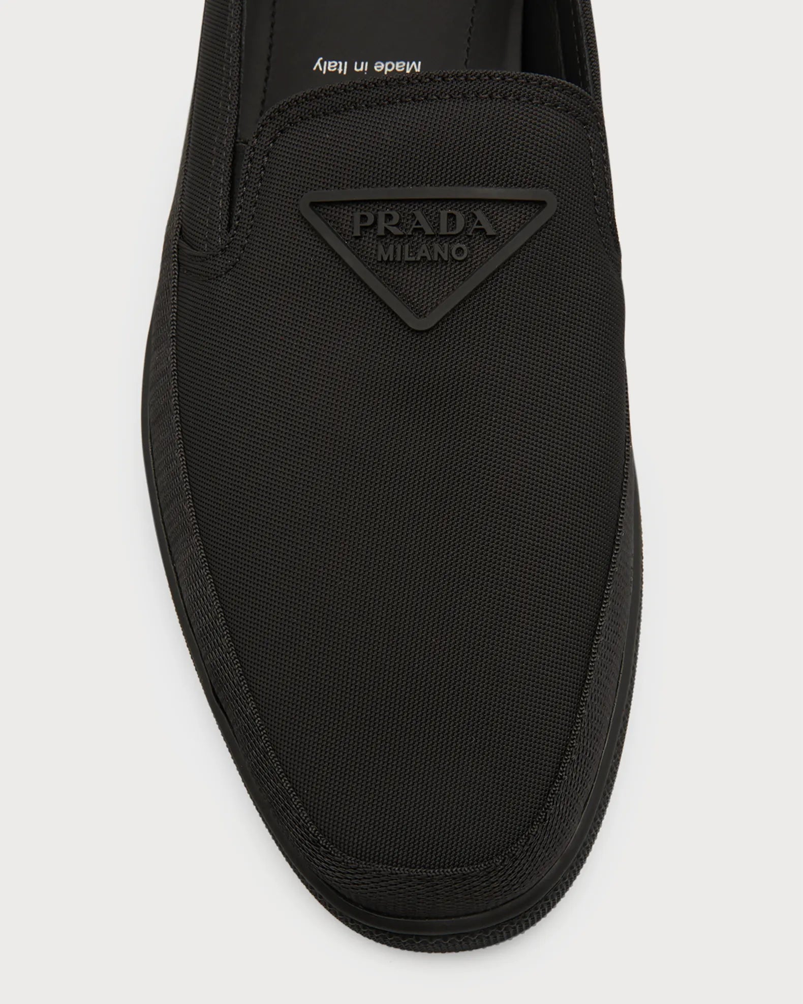 $875 PRADA - "CANNES" Re-nylon Triangle Logo Nylon Slip-On Loafers Sneaker - 9 US (8 IT)