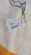 $395 ELEVENTY - Ivory/Yellow/Gray Crewneck Premium Short Sleeve Sweater - M